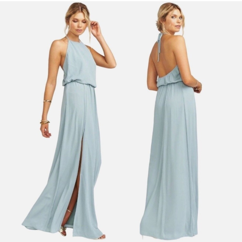 Show  Me Your Mumu Heather
Halter Dress Silver Sage Crisp gently owned Size XXS